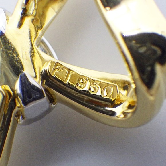 Tiffany Necklace Ribbon Diamond Yellow Gold Platinum